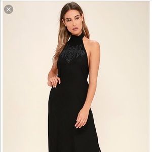 Billabong Black Embroidered Maxi Dress NWT